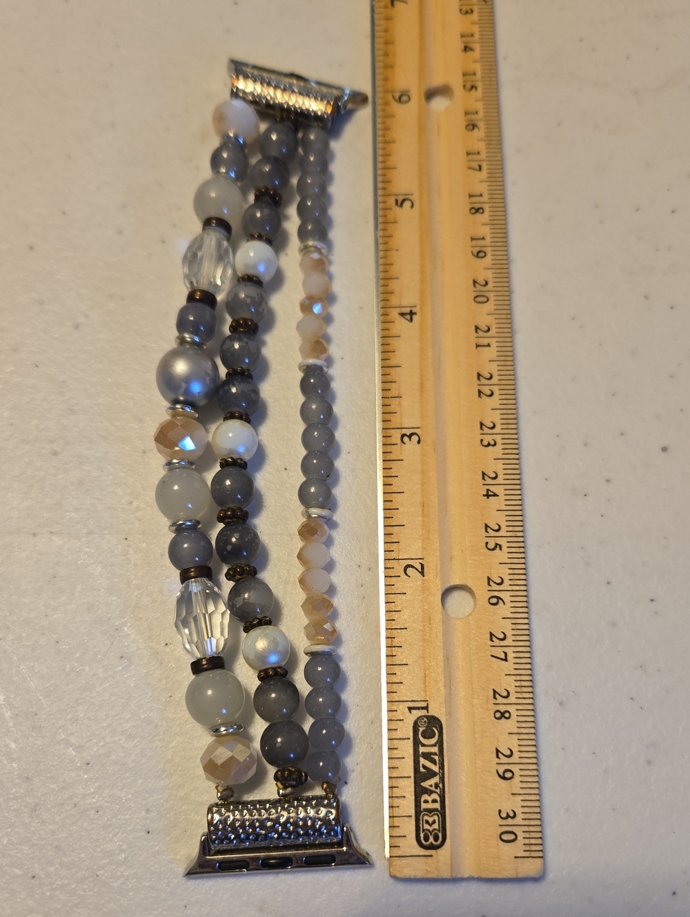 Apple Multi-Strand Gray and Cream Beaded Women’s Watchband